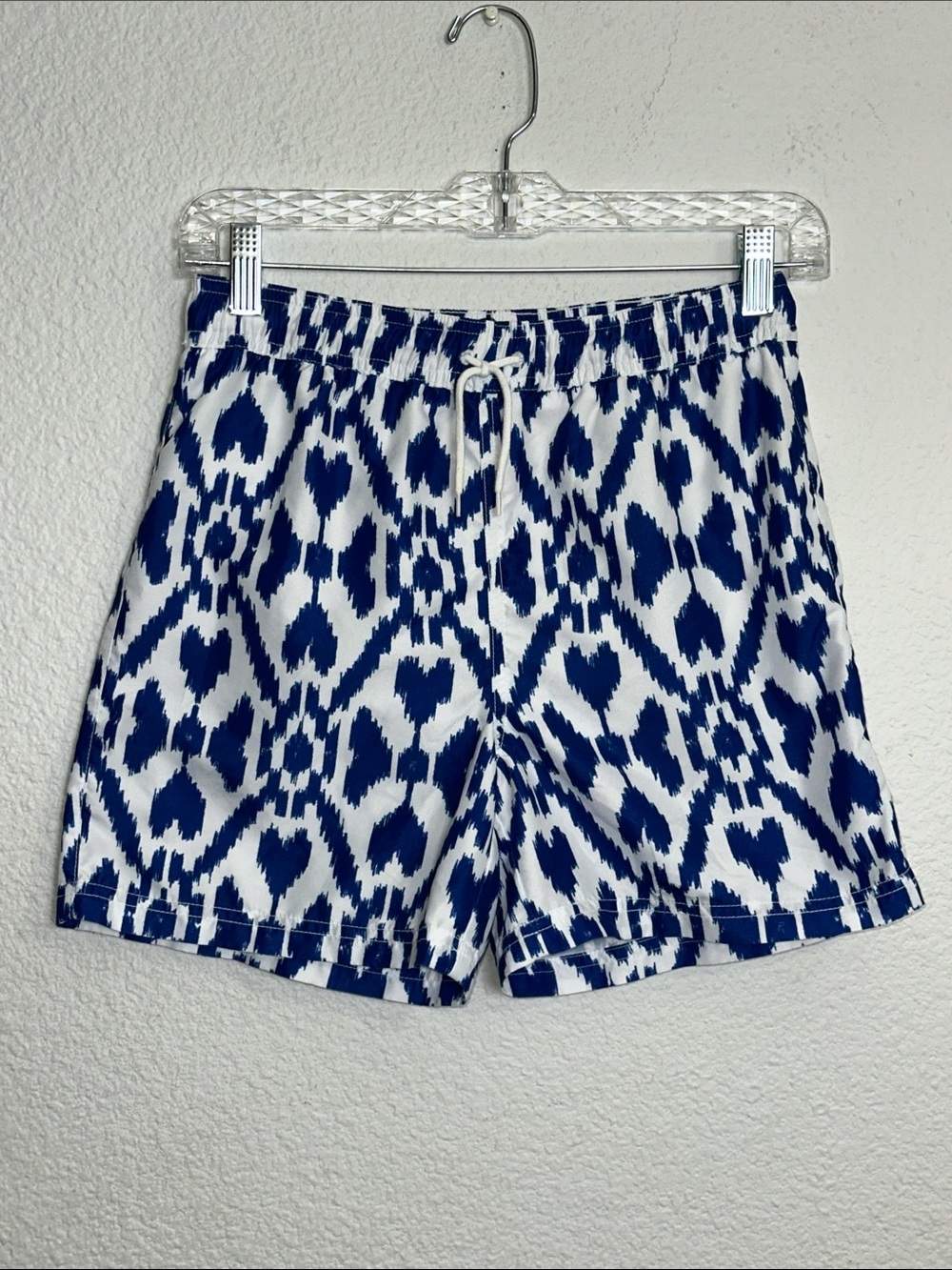 Janie and Jack Blue White Swim Shorts Youth Size 12 Lined Swimwear Trunks